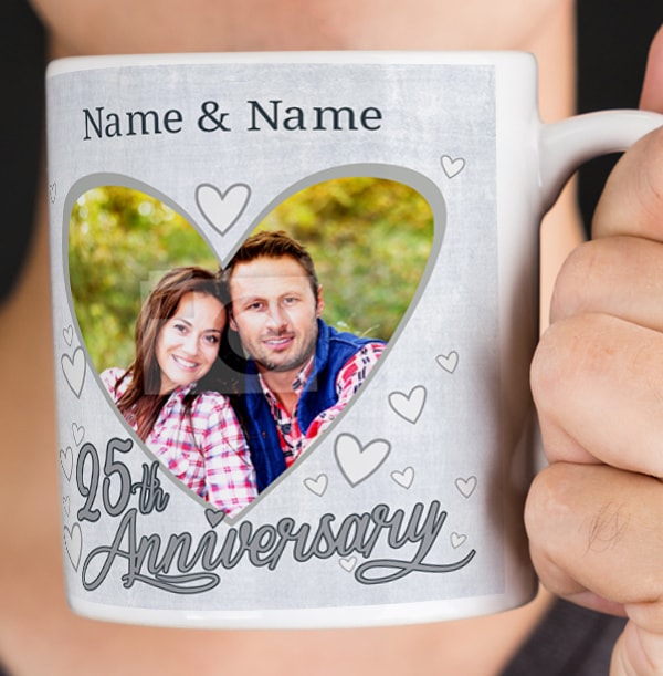 25th Wedding Anniversary Personalised Photo Mug