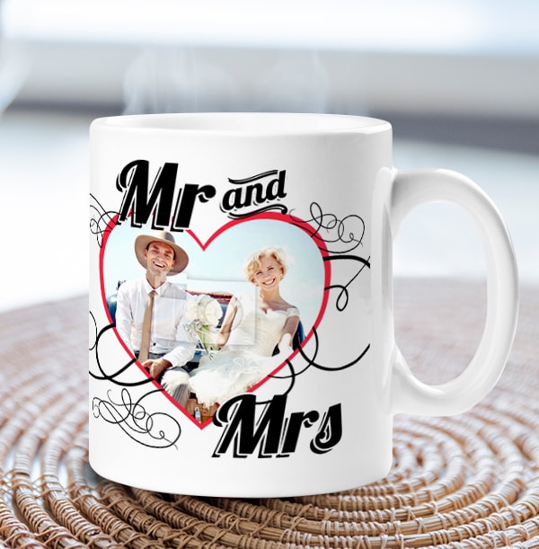 Mr & Mrs Heart Photo Wedding Mug