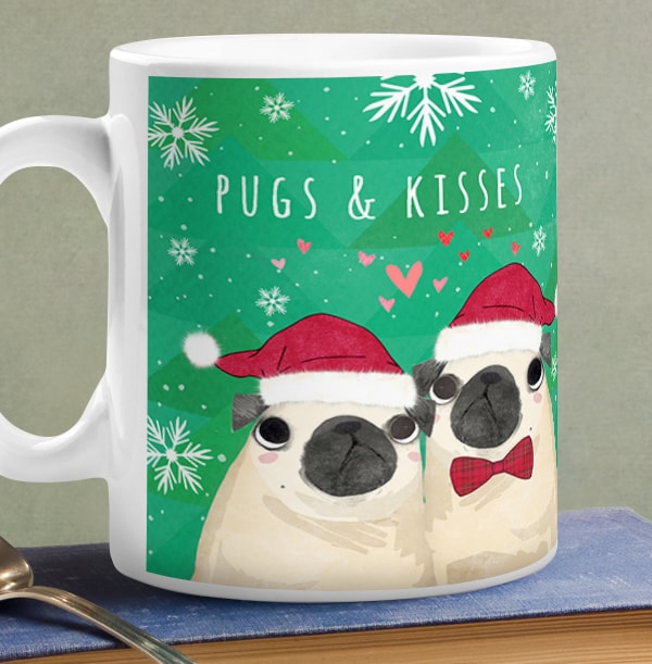 Christmas Pugs & Kisses Photo Mug