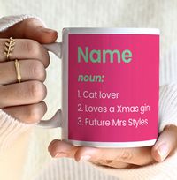 Tap to view Personalised Name Definition Photo Mug - Pink