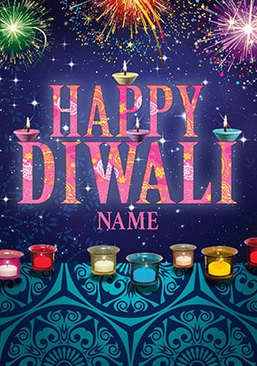 Happy Diwali Diyas Personalised Card