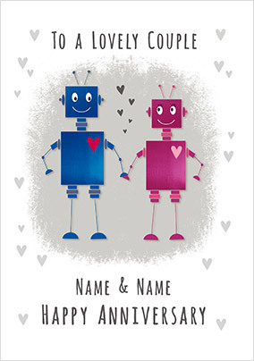Robotic Couple Anniversary personalised Card