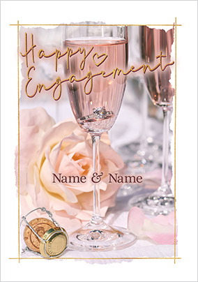 Champagne Flutes Personalised Engagement Card | Funky Pigeon
