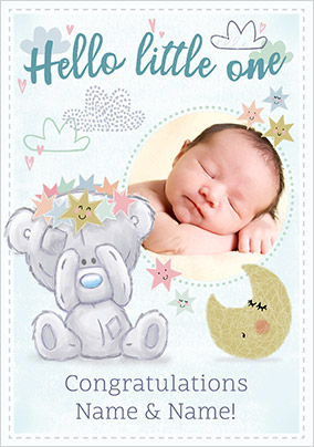 Hello Little One - Baby Boy Photo Card