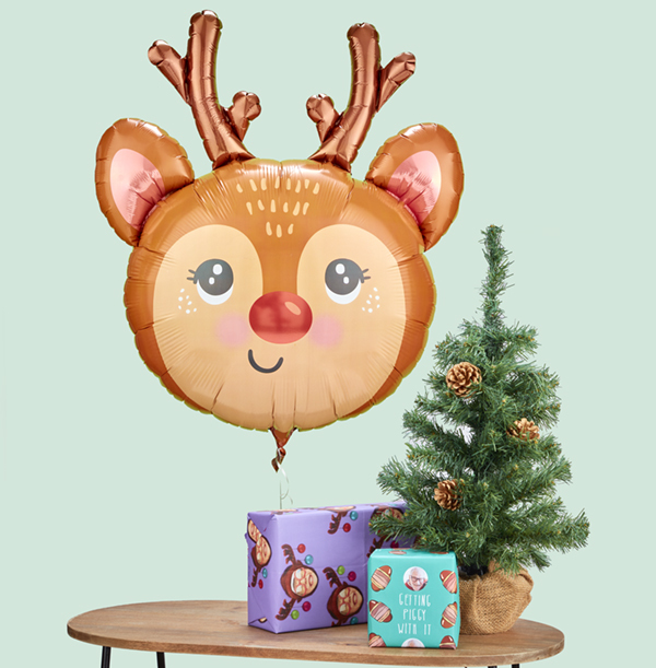 Red Nosed Reindeer Inflated Balloon - Large