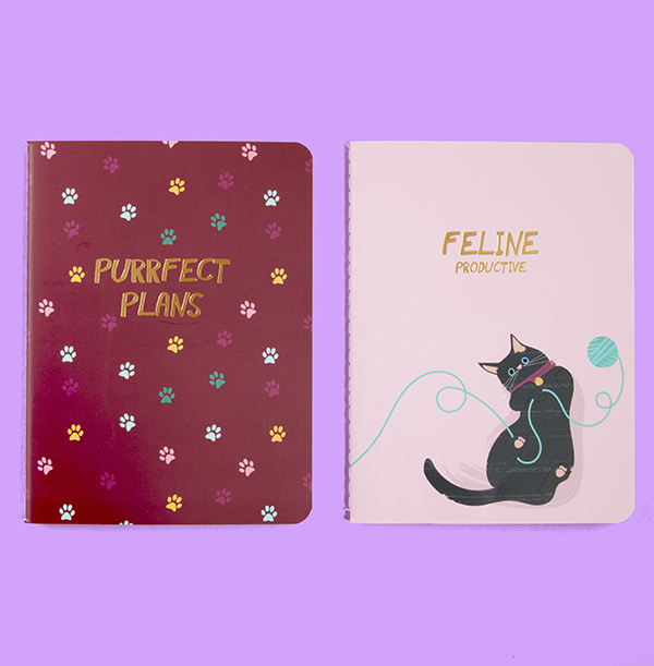 Cool Cat 'Feline Productive' Set Of 2 Notebooks