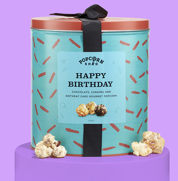 Happy Birthday Popcorn Tin