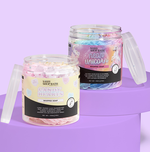 Sassy Scents Neon Unicorn & Candy Hearts Whipped Soap Duo