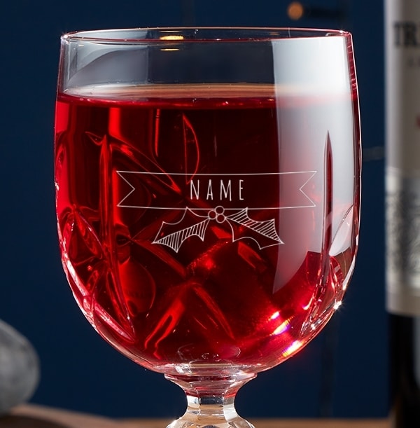 Engraved Crystal Wine Glass - Christmas Name