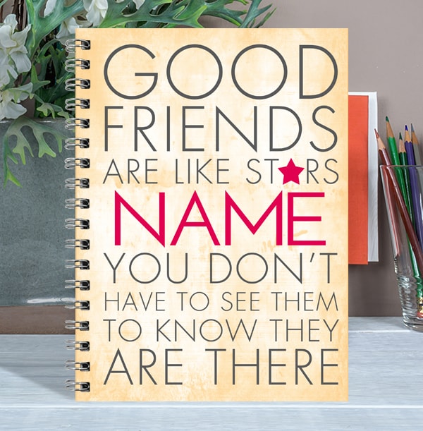 Good Friends Like Stars Personalised Notebook | Funky Pigeon IE