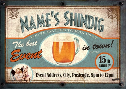 Bar Signs Beer Shindig Invitation Postcard