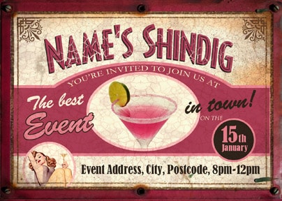 Bar Signs Cocktail Shindig Invitation Postcard