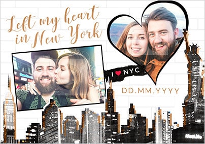 Left My Heart In New York, Romantic Photo Postcard