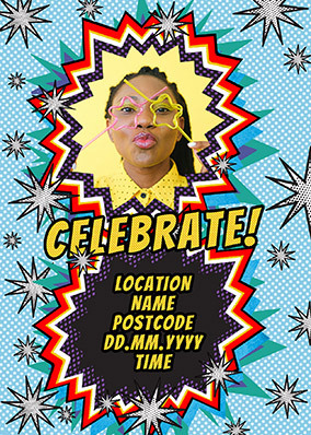 Celebrate Party Portrait Photo Invite Postcard