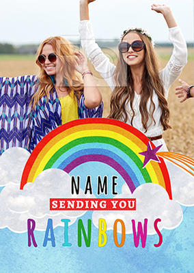 Rainbow Vibes photo upload personalised Postcard