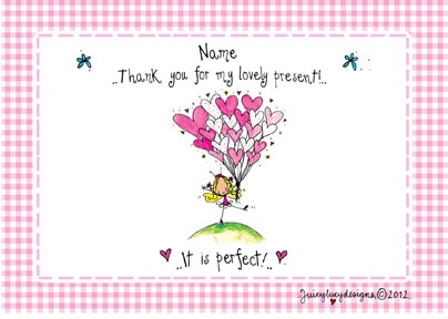 Pink & White Personalised Thank You Postcard