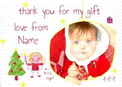 Love From Me, Kids Christmas Thank You Postcard
