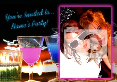 Neon Cocktail Party Invite