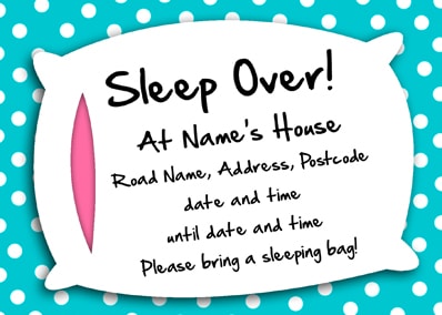 Sleepover Birthday Party Postcard