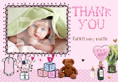 Blue It's Baby Girl  Thank You Postcard