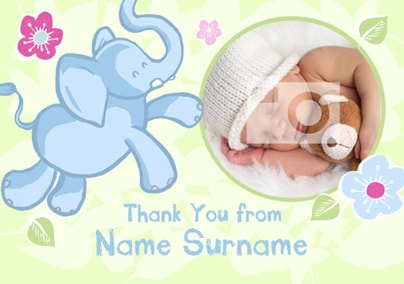 Elephant Baby Thank You Postcard