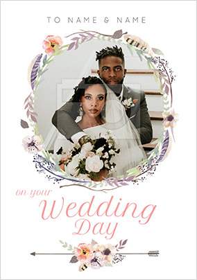 Boho Chic photo Wedding Postcard