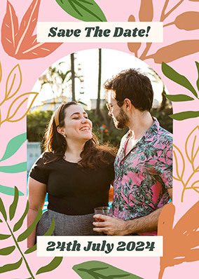 Botanical Print Save the Date Photo Postcard