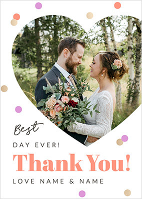 Best Day Ever Wedding Thank You Postcard