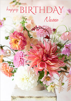 Floral Arrangement Personalised Birthday Card