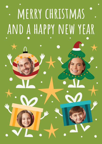 Christmas Icons Spoof Family Photo Card