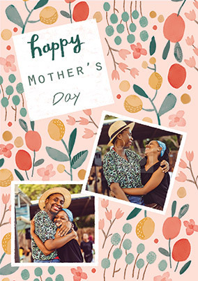 Flowers Pattern Photo Mothers Day Card