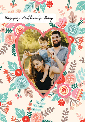 Heart Pattern Mothers Day Photo Card