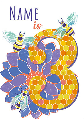 Bees 3rd Birthday Personalised Card