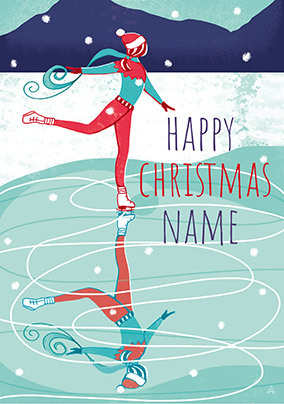 Ice Skater Christmas Card