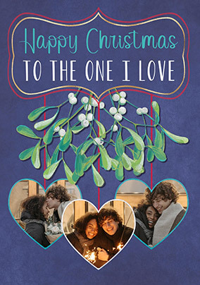 One I Love Mistletoe 3 Photo Christmas Card