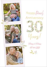 Tap to view 30 Years Pearl Anniversary 3 Photo Card