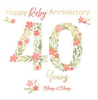 Tap to view 40 Years Ruby Anniversary Square Card