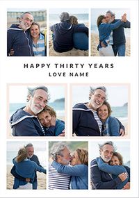 Tap to view Happy Thirty Years 8 Photo Anniversary Card
