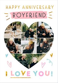 Tap to view Boyfriend Heart Shape 7 Photo Anniversary Card