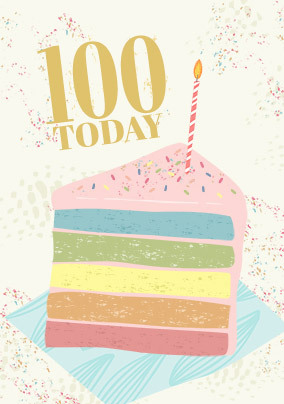 Rainbow Cake 100TH Birthday Card