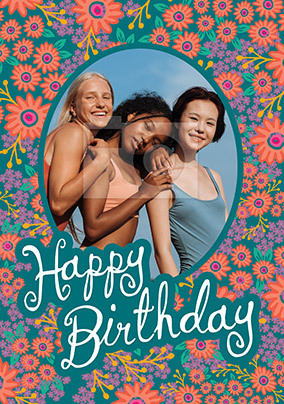 Flowery Framed Personalised Birthday Card