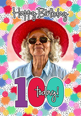 Colourful 100th Happy Birthday Card