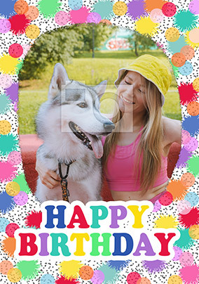 Single Photo Spotty  Dotty Birthday Card