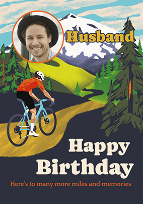 Happy Birthday Cycling Photo Card for Husband