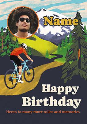 Personalised Cycling Birthday Photo Card