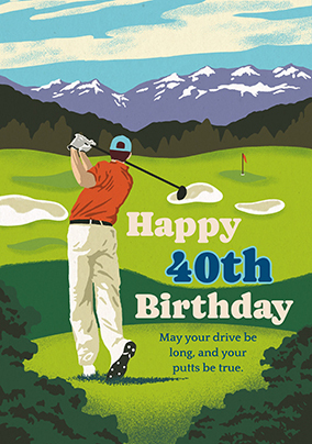 Golf Player 40th Birthday Card