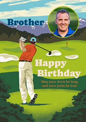 Golf Player Photo Birthday Card for Brother