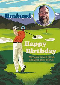 Tap to view Golf Player Photo Birthday Card for Husband