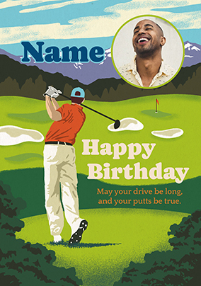 Golf Player Photo Birthday Card