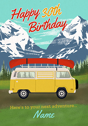 Campervan Adventure 30th Birthday Card